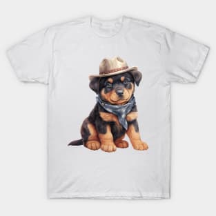 Cowboy Rottweiler Dog T-Shirt